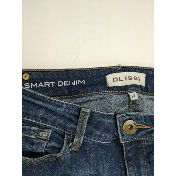 DL1961 Amanda Skinny Dark Wash Jeans Sz 27 Stretch Low Rise Distressed - Picture 3 of 7